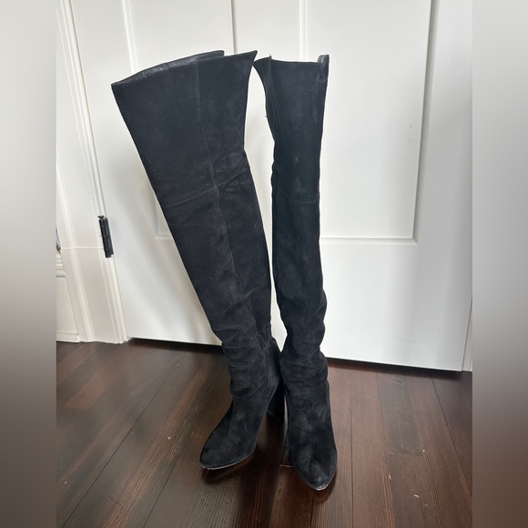 Dior Suede Black Over-the-Knee Boots - Picture 1 of 3